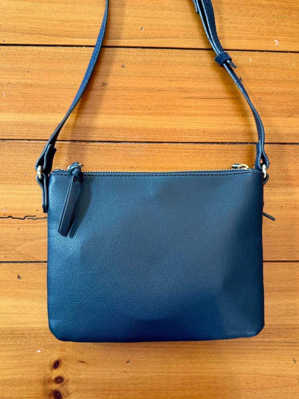 VINTAGE Y2K Gap Double Compartment Navy Blue Leather/Suede Crossbody Purse